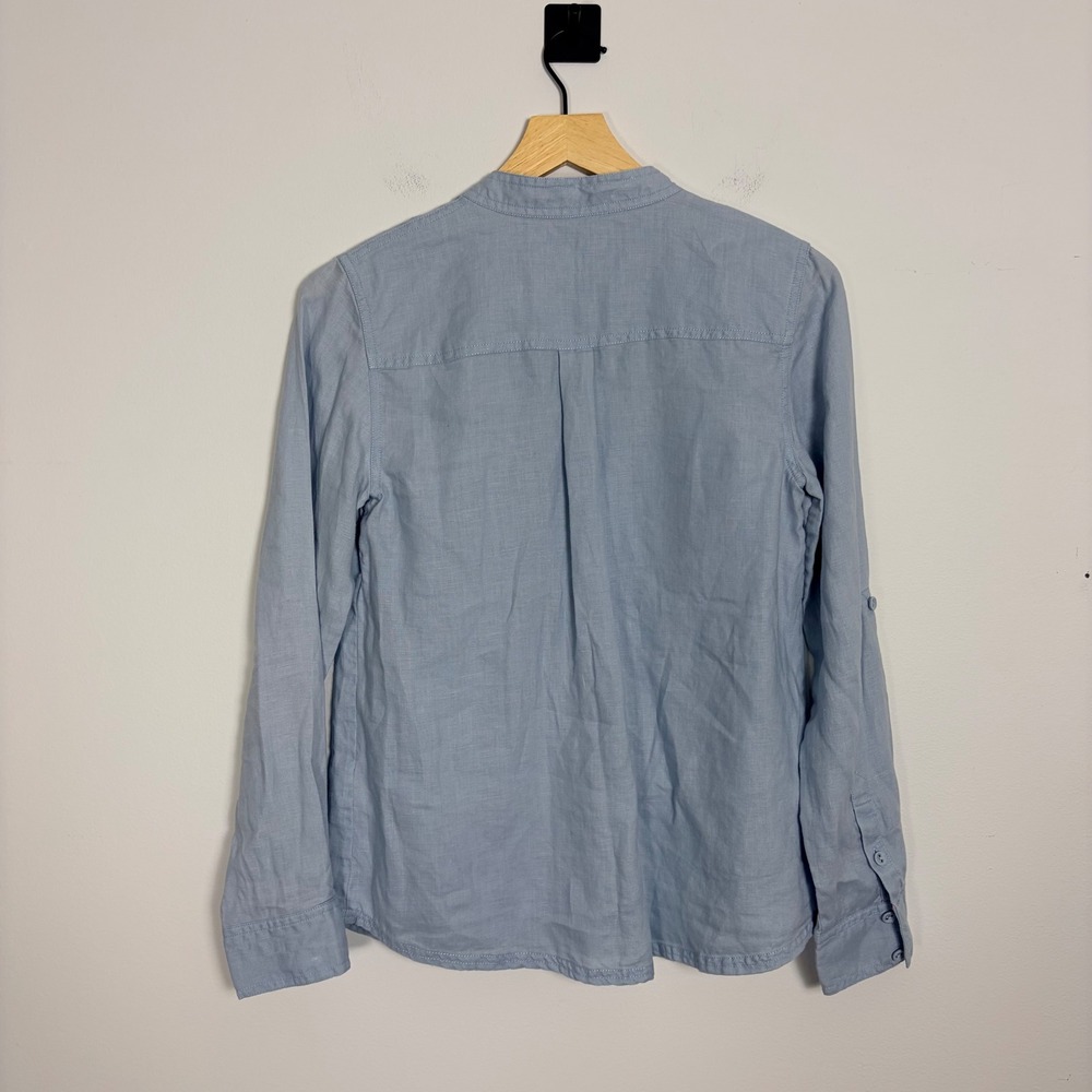 Boden Womens Blue Linen Band Collar Button Up Shirt Top UK 8 US 4 Linen Blend - Picture 6 of 6